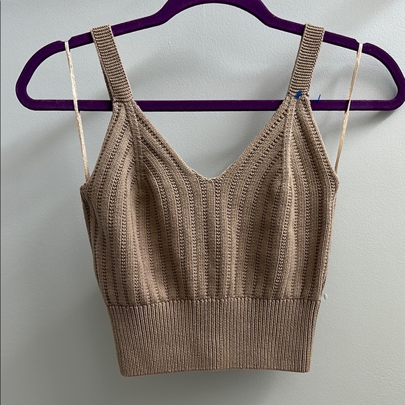 Streetwear Society Tops - Bundle 5 items @ 15$, pay only 45$ - 2 items free! Tan Ribbed Crop Camisole